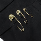 Black Patchwork Pin Decoration Slim Fit Rock Style Blazer for Women - Styeenigma