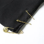 Black Patchwork Pin Decoration Slim Fit Rock Style Blazer for Women - Styeenigma