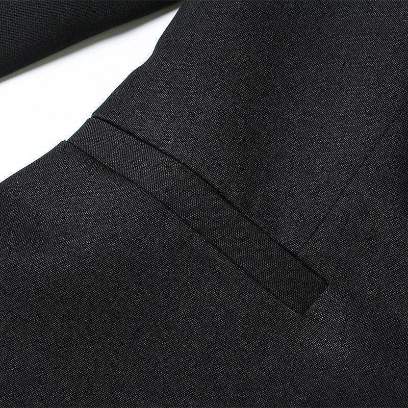 Black Patchwork Pin Decoration Slim Fit Rock Style Blazer for Women - Styeenigma
