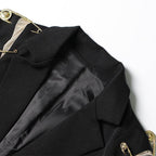 Black Patchwork Pin Decoration Slim Fit Rock Style Blazer for Women - Styeenigma