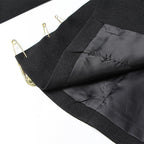 Black Patchwork Pin Decoration Slim Fit Rock Style Blazer for Women - Styeenigma