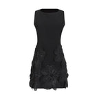 3D Floral Mini Dress Sleeveless Square Neck Cocktail Dress for Women