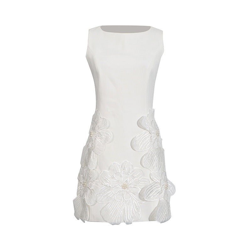 3D Floral Mini Dress Sleeveless Square Neck Cocktail Dress for Women - Styeenigma