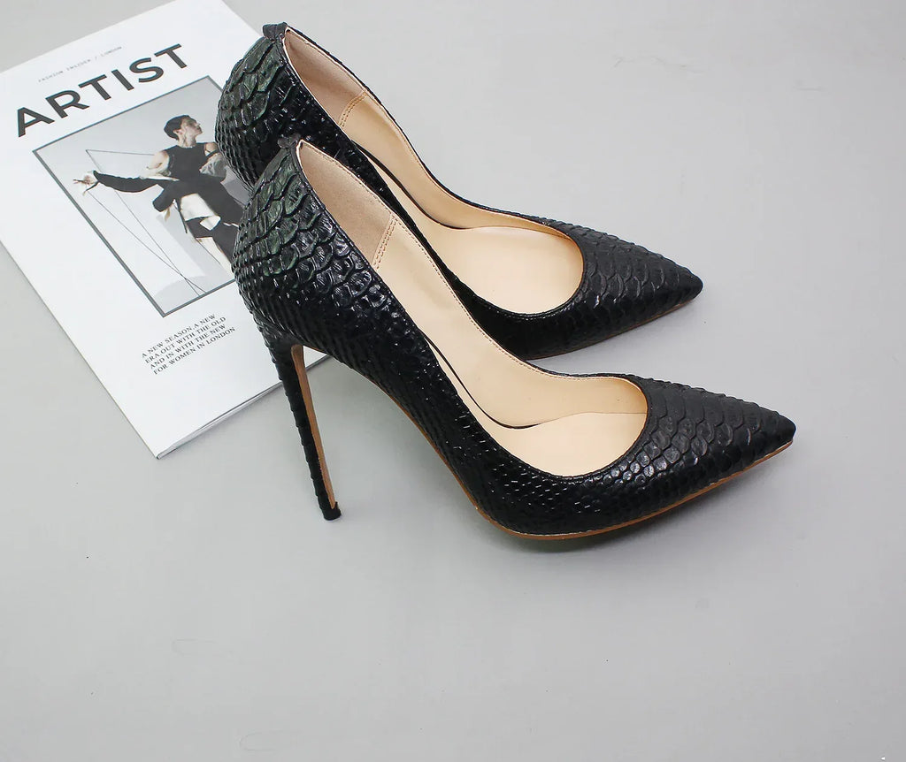 Women's Snake Print Pointed Toe High Heels – Fashion Stiletto - Styeenigma