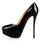 Women's Patent Leather Platform Pumps - 16cm Stiletto High Heels with Platform