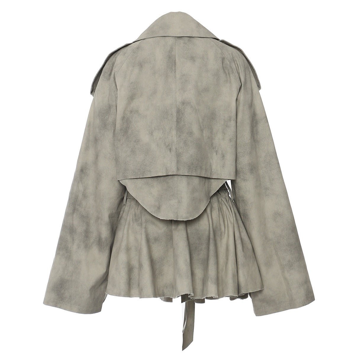 Army Green Cropped Trench Set Polyester Belted Skirt Suit Women - Styeenigma
