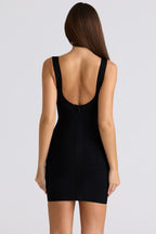 Ribbed Square Neck Mini Dress – Bodycon Sleeveless Stretch Dress for Party - Styeenigma