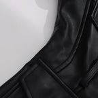 Black Belted Blazer Jacket | Structured V-Neck Utility Jacket with Gold Buckle - Styeenigma