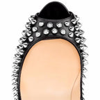 Black Studded Peep-Toe Stiletto Heels – Punk Rock Platform Pumps - Styeenigma