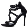 Black Suede Rhinestone Heels - Strappy Stiletto Sandals for Women | Evening Party Pumps - Styeenigma