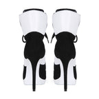Black & White High Heel Ankle Boots - Sexy Platform Lace Up Stiletto Booties for Women - Styeenigma
