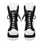 Black & White High Heel Ankle Boots - Sexy Platform Lace Up Stiletto Booties for Women - Styeenigma