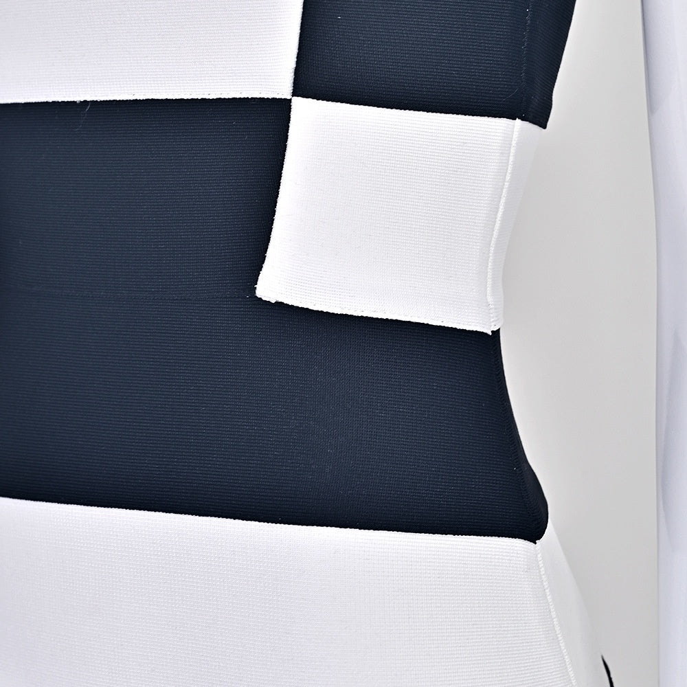 Black and White Striped Bodycon Dress - Women Sleeveless Crew Neck Summer Party Dress