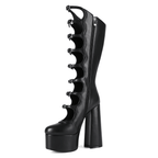 Women's Gothic Knee High Boots - Extreme Platform Chunky Heel Boots with Buckle Straps, Y2K Punk Lolita Over The Knee Long Boots - Styeenigma