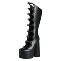 Women's Gothic Knee High Boots - Extreme Platform Chunky Heel Boots with Buckle Straps, Y2K Punk Lolita Over The Knee Long Boots - Styeenigma