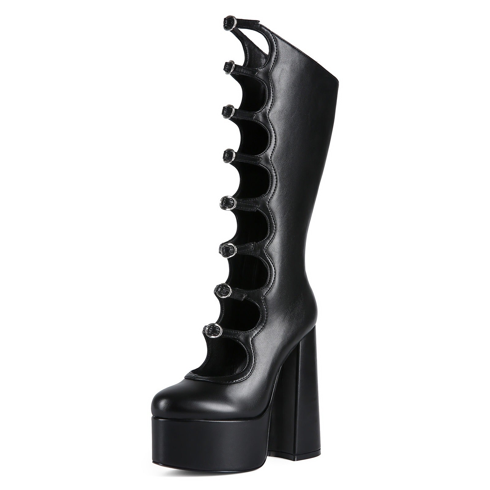 Women's Gothic Knee High Boots - Extreme Platform Chunky Heel Boots with Buckle Straps, Y2K Punk Lolita Over The Knee Long Boots - Styeenigma