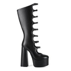 Women's Gothic Knee High Boots - Extreme Platform Chunky Heel Boots with Buckle Straps, Y2K Punk Lolita Over The Knee Long Boots - Styeenigma