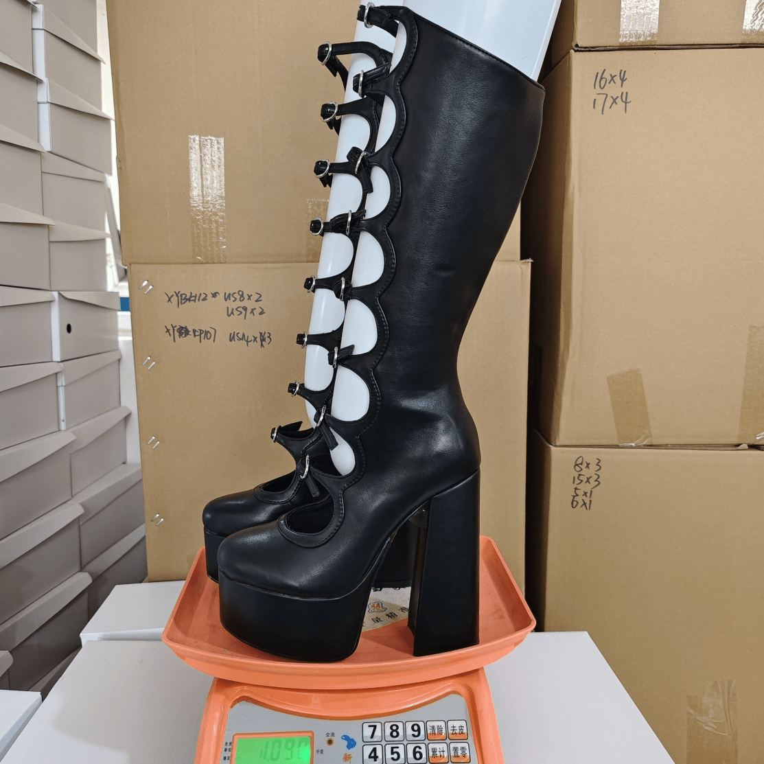 Women's Gothic Knee High Boots - Extreme Platform Chunky Heel Boots with Buckle Straps, Y2K Punk Lolita Over The Knee Long Boots - Styeenigma