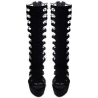 Black Lace-Up Platform Knee-High Stiletto Heels – Sexy Nightclub & Party Boots - Styeenigma