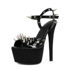 Women's Punk Spiked Platform Sandals - Extreme High Heel Studded Peep Toe Sandals, Y2K Gothic Grunge Gladiator Club Party Shoes - Styeenigma