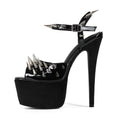 Women's Punk Spiked Platform Sandals - Extreme High Heel Studded Peep Toe Sandals, Y2K Gothic Grunge Gladiator Club Party Shoes - Styeenigma