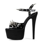 Women's Punk Spiked Platform Sandals - Extreme High Heel Studded Peep Toe Sandals, Y2K Gothic Grunge Gladiator Club Party Shoes - Styeenigma