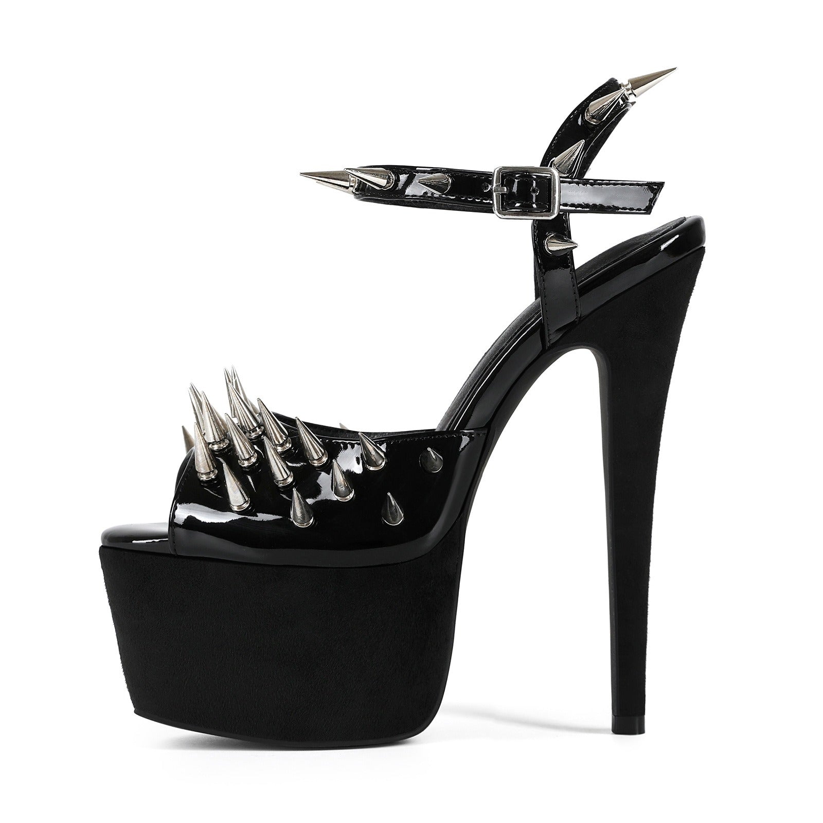 Women's Punk Spiked Platform Sandals - Extreme High Heel Studded Peep Toe Sandals, Y2K Gothic Grunge Gladiator Club Party Shoes - Styeenigma
