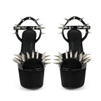 Women's Punk Spiked Platform Sandals - Extreme High Heel Studded Peep Toe Sandals, Y2K Gothic Grunge Gladiator Club Party Shoes - Styeenigma