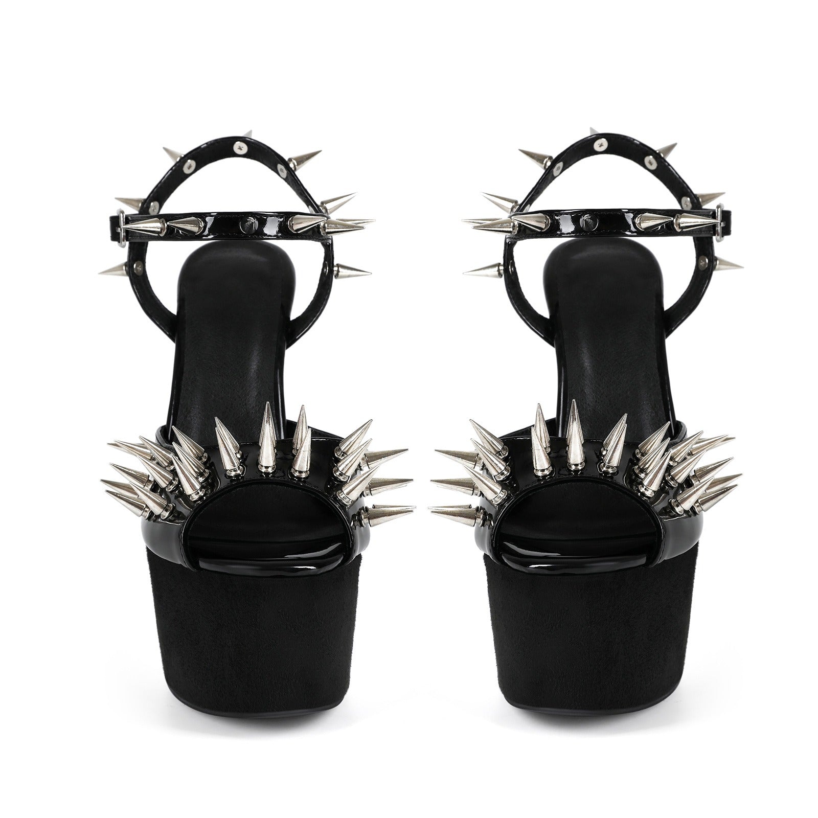 Women's Punk Spiked Platform Sandals - Extreme High Heel Studded Peep Toe Sandals, Y2K Gothic Grunge Gladiator Club Party Shoes - Styeenigma