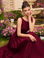 Burgundy Sleeveless Ball Gown | Elegant Formal Maxi Dress | Perfect for Prom, Wedding Guest & Evening Events