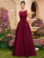 Burgundy Sleeveless Ball Gown | Elegant Formal Maxi Dress | Perfect for Prom, Wedding Guest & Evening Events