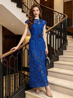 Cap Sleeve Lace Maxi Dress | Elegant Evening Gown | Formal Party Dress for Women