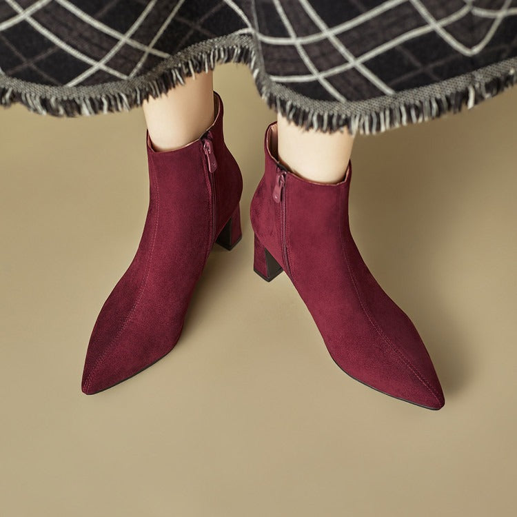Chic Suede Zip Up Booties for Women | High Heel Ankle Boots