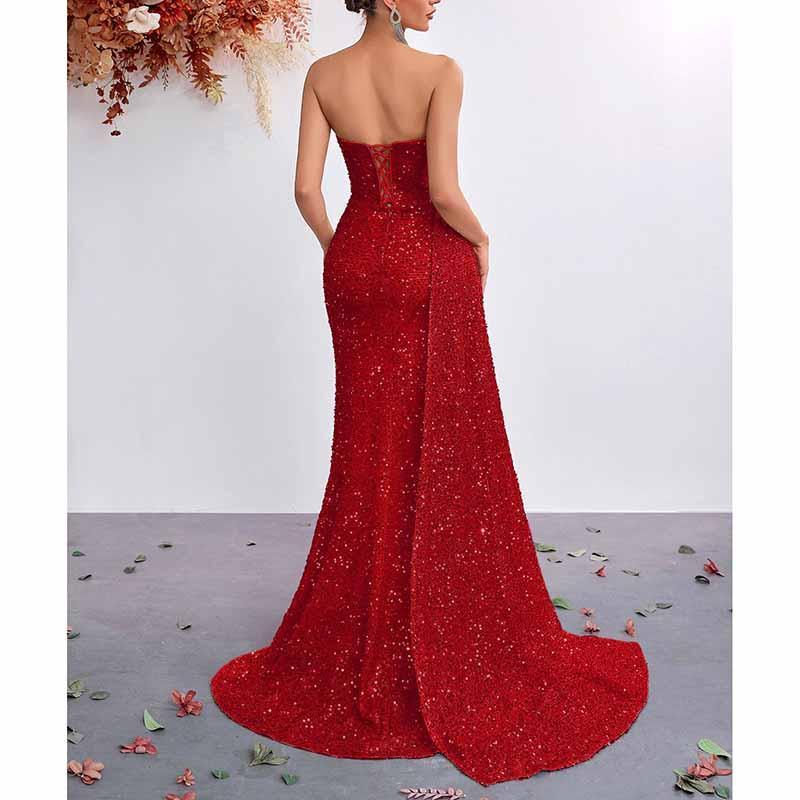 Corset Sequin Prom Dress | Sweetheart Split Formal Gown - Styeenigma
