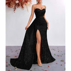 Corset Sequin Prom Dress | Sweetheart Split Formal Gown - Styeenigma