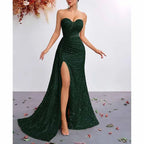 Corset Sequin Prom Dress | Sweetheart Split Formal Gown - Styeenigma