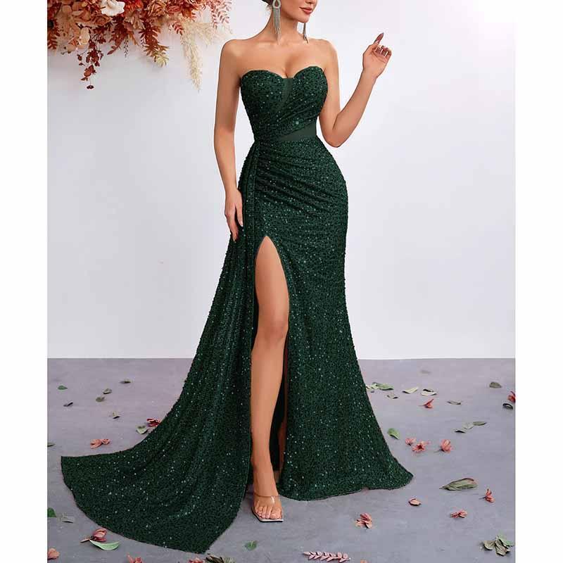 Corset Sequin Prom Dress | Sweetheart Split Formal Gown - Styeenigma