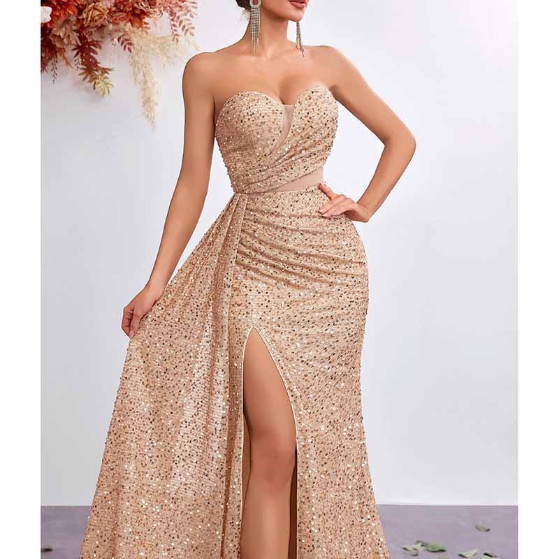 Corset Sequin Prom Dress | Sweetheart Split Formal Gown - Styeenigma