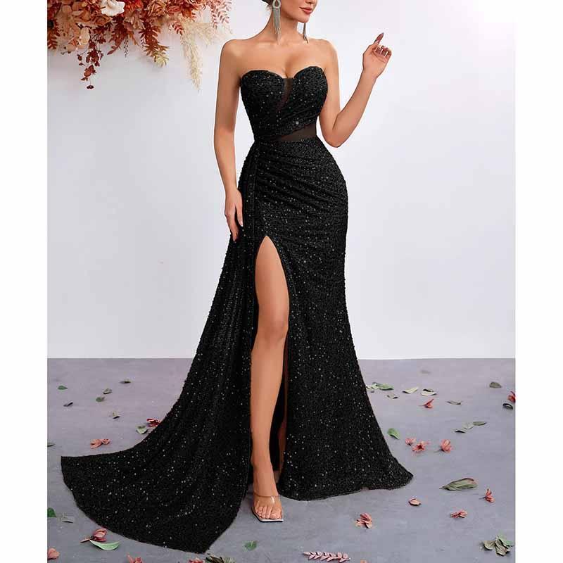 Corset Sequin Prom Dress | Sweetheart Split Formal Gown - Styeenigma