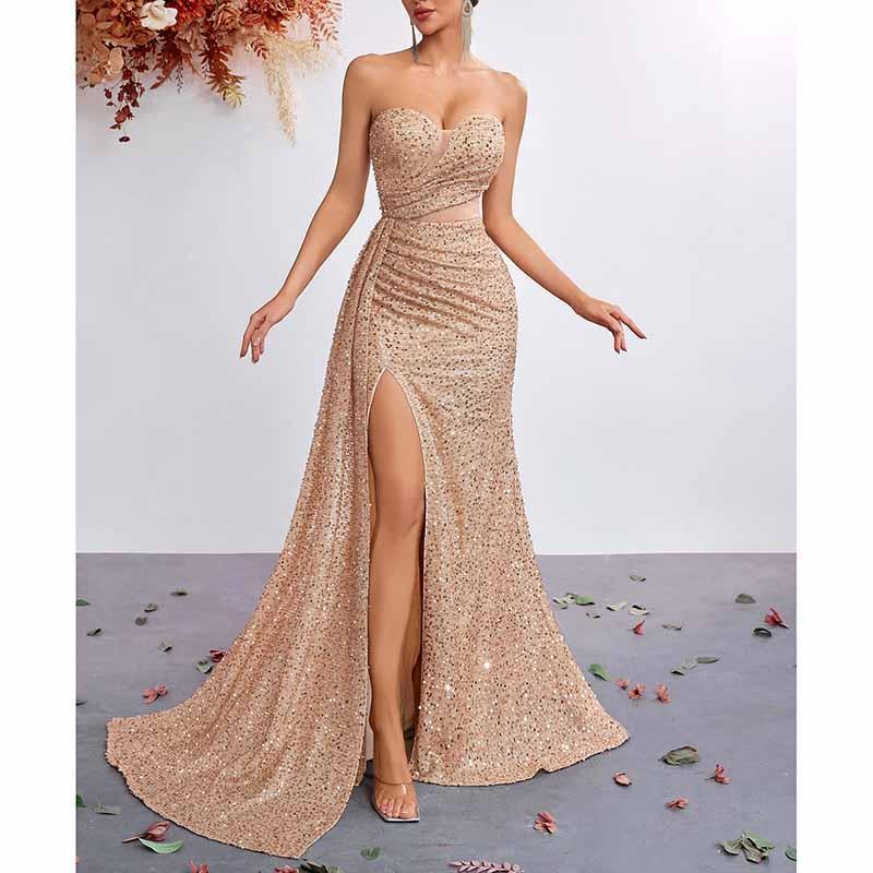 Corset Sequin Prom Dress | Sweetheart Split Formal Gown - Styeenigma