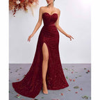 Corset Sequin Prom Dress | Sweetheart Split Formal Gown - Styeenigma