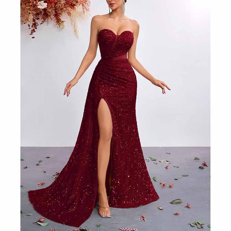 Corset Sequin Prom Dress | Sweetheart Split Formal Gown - Styeenigma