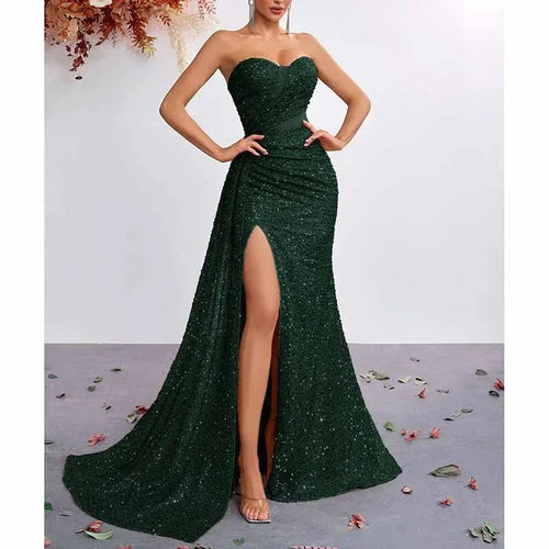 Corset Sequin Prom Dress | Sweetheart Split Formal Gown - Styeenigma