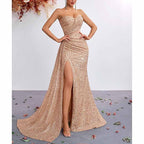 Corset Sequin Prom Dress | Sweetheart Split Formal Gown