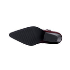 Wine Red & Brown Croc Embossed Ankle Boots Double Buckle Pointed Toe Shoes - Styeenigma