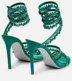 Crystal-Embellished Heels – Wrap-Around Rhinestone Gladiator Sandals - Styeenigma