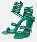 Crystal-Embellished Heels – Wrap-Around Rhinestone Gladiator Sandals - Styeenigma