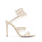 Crystal-Embellished Heels – Wrap-Around Rhinestone Gladiator Sandals - Styeenigma