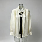 Floral Tie Neck Blouse Women | Sheer Long Sleeve Collared Shirt - Styeenigma