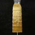 Fringe Layered High-Waisted Skirt – Black, Gold & White
